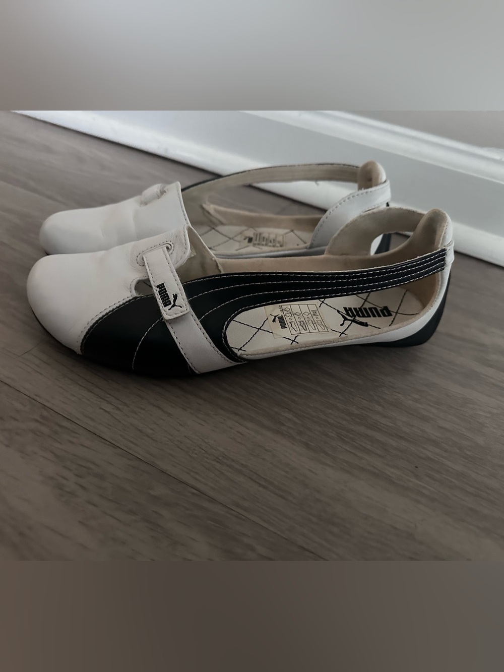 Puma Vintage Y2K Leather Mary Jane Ballet Flats Black White Colorblock Women’s 8 - Picture 2 of 7